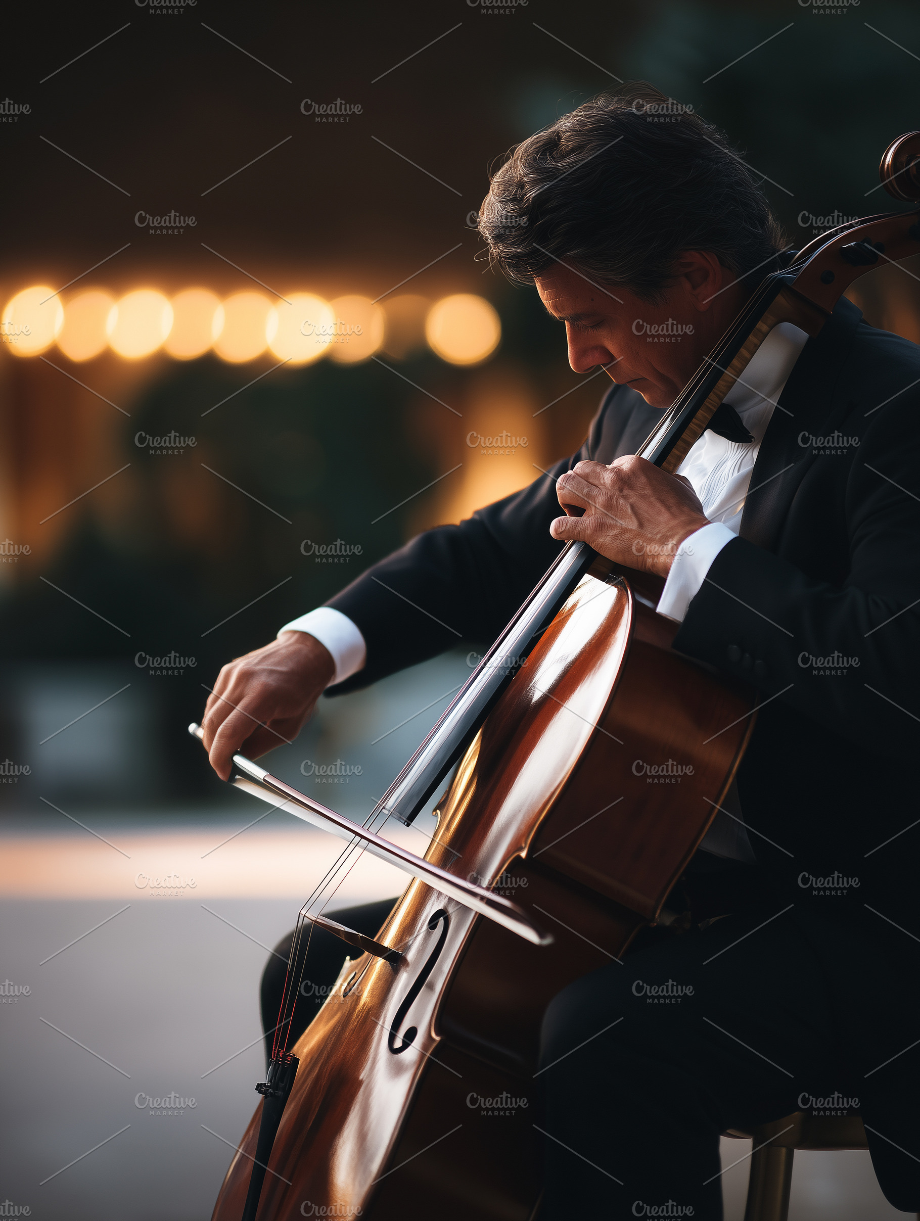 Elegant cellist in formal attire, an Arts & Entertainment Photo by MistyDay
