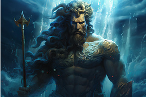 Tempestuous Poseidon Sea God