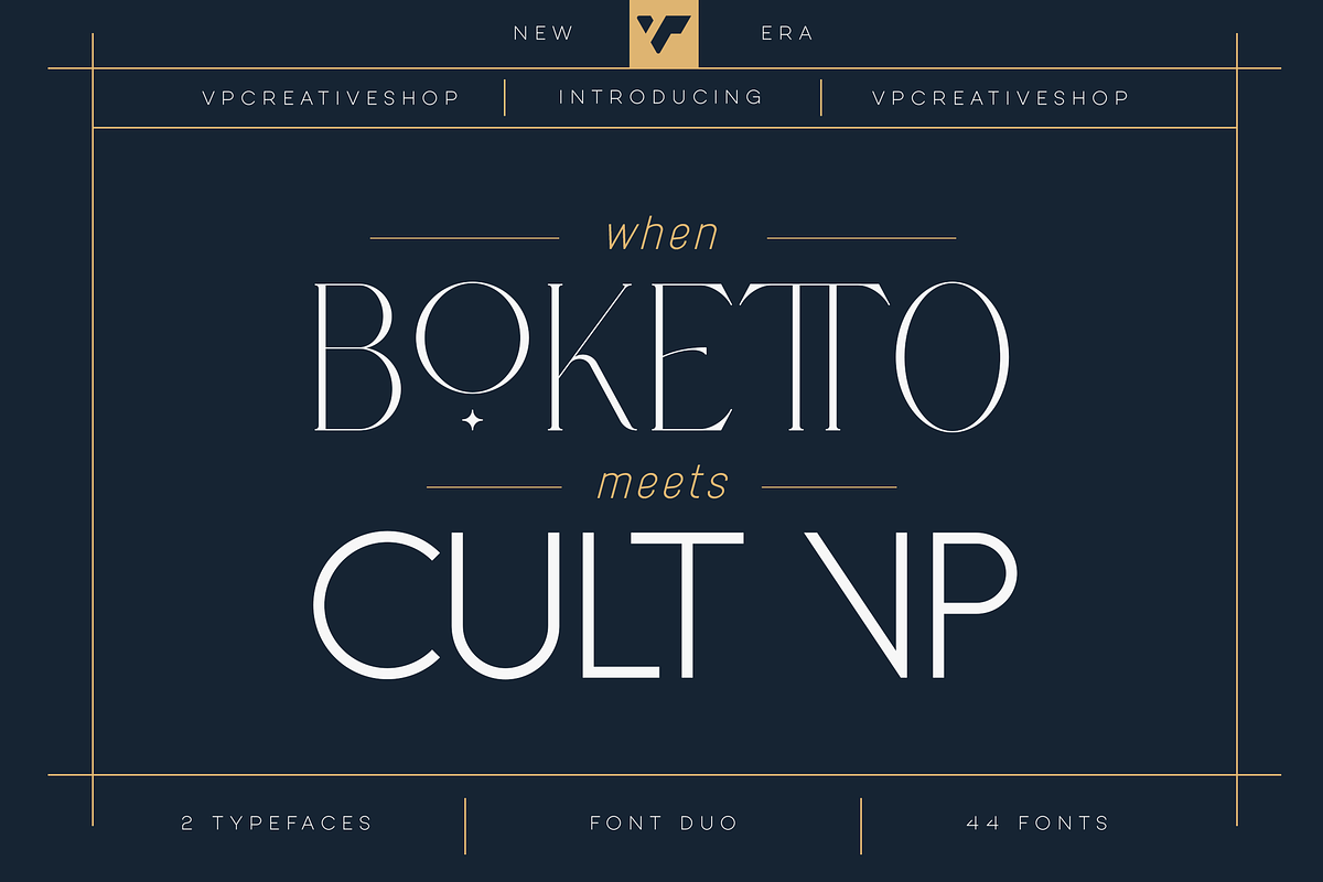 When Boketto meets Cult VP 44 fonts, a Serif Font by VP Fonts (Photo 1 of 8)
