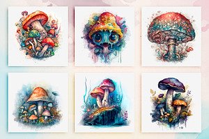 30 Mystical Mushroom Clipart Bundle