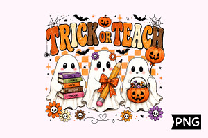 Trick Or Teach Cute Teacher Ghost, a Seasonal Illustration by Creative Art