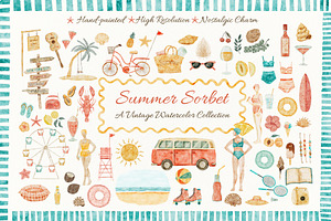 Summer Sorbet vintage watercolor