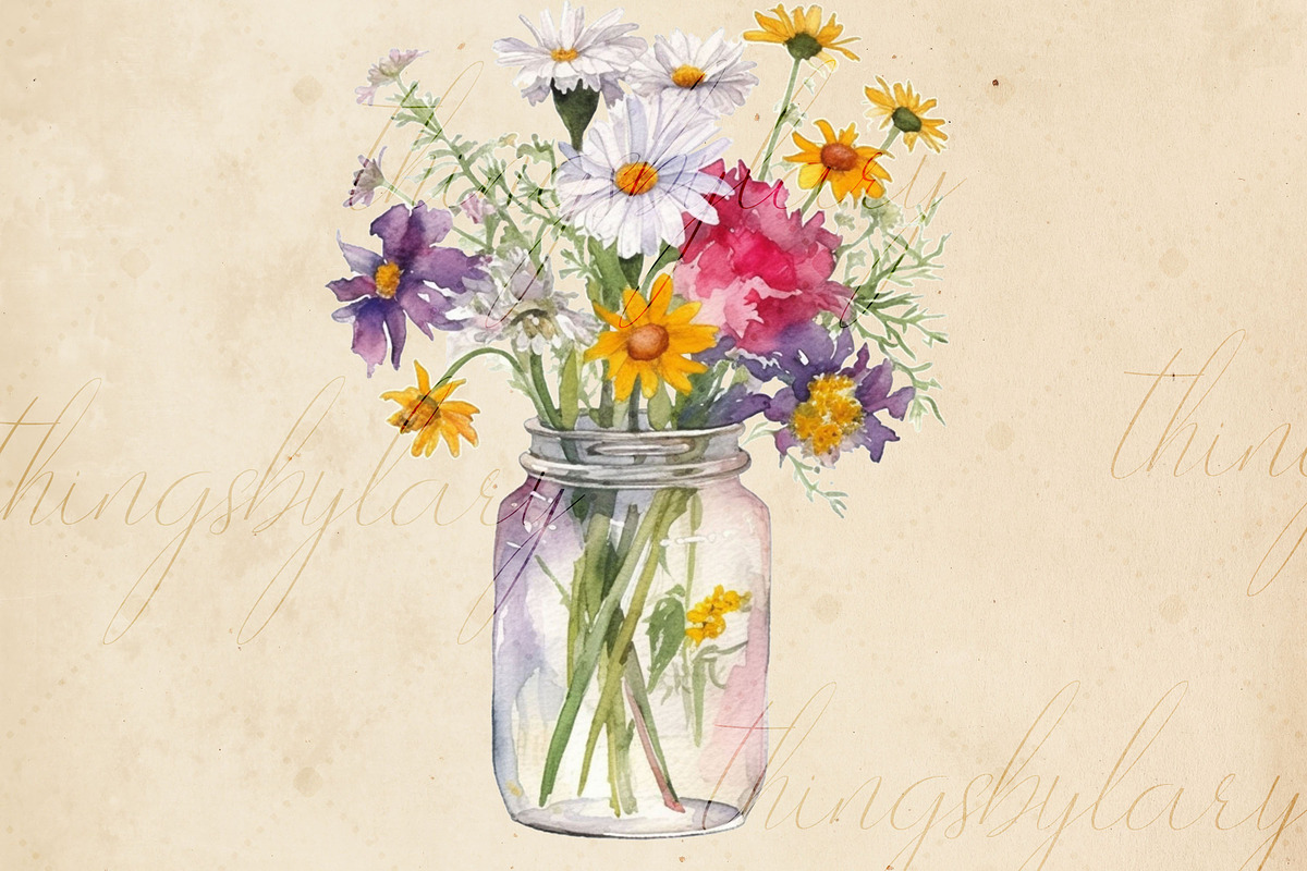 Wildflower in a Mason Jar PNG Images, an Object Graphic by ThingsbyLary (Photo 7 of 10)