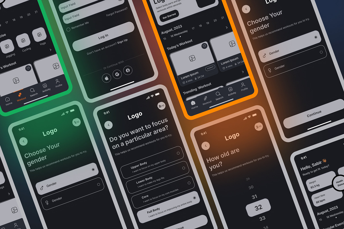 Fitness / Workout Tracker App UI Kit, an UI Kit Template by DesignBox (Photo 8 of 8)