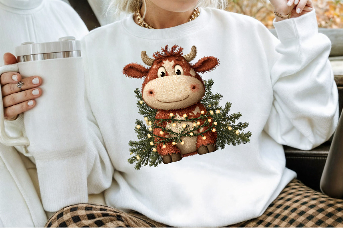 Rustic Christmas Cute Cows Clipart, an Illustration by Sublimation Artist (Photo 4 of 6)