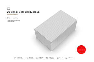 20 Snack Bars Box Mockup