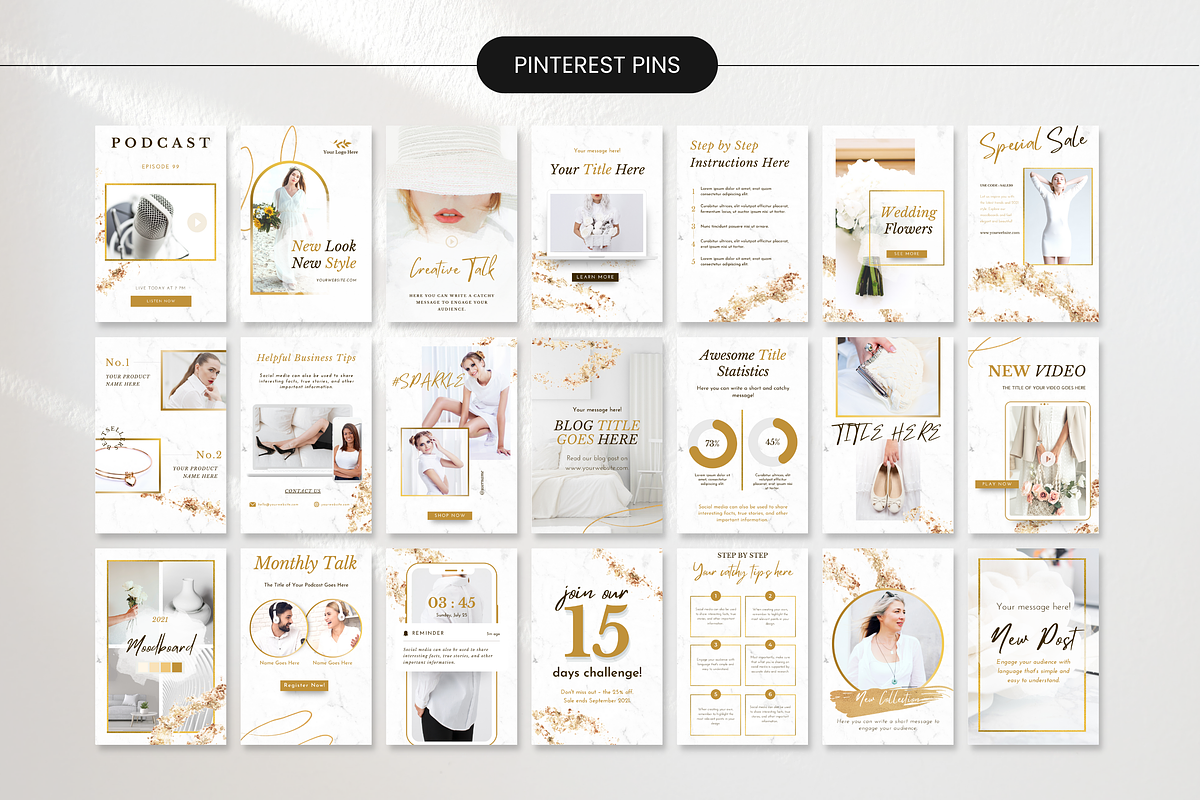White & Gold Social Media Bundle Kit, a Social Media Template by DigiPax (Photo 6 of 10)
