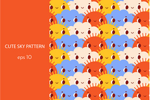 cute pattern with sun and clouds