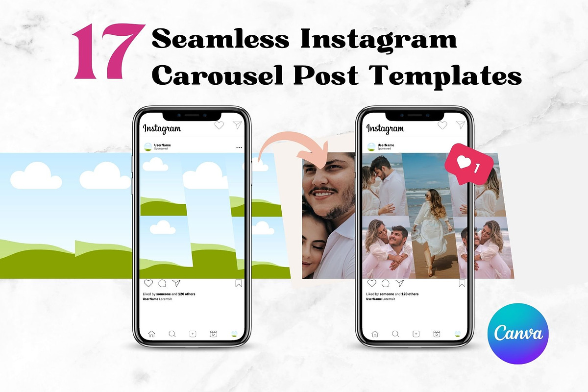 Seamless Carousel Instagram Posts, a Social Media Template by GraphiCarola (Photo 1 of 8)