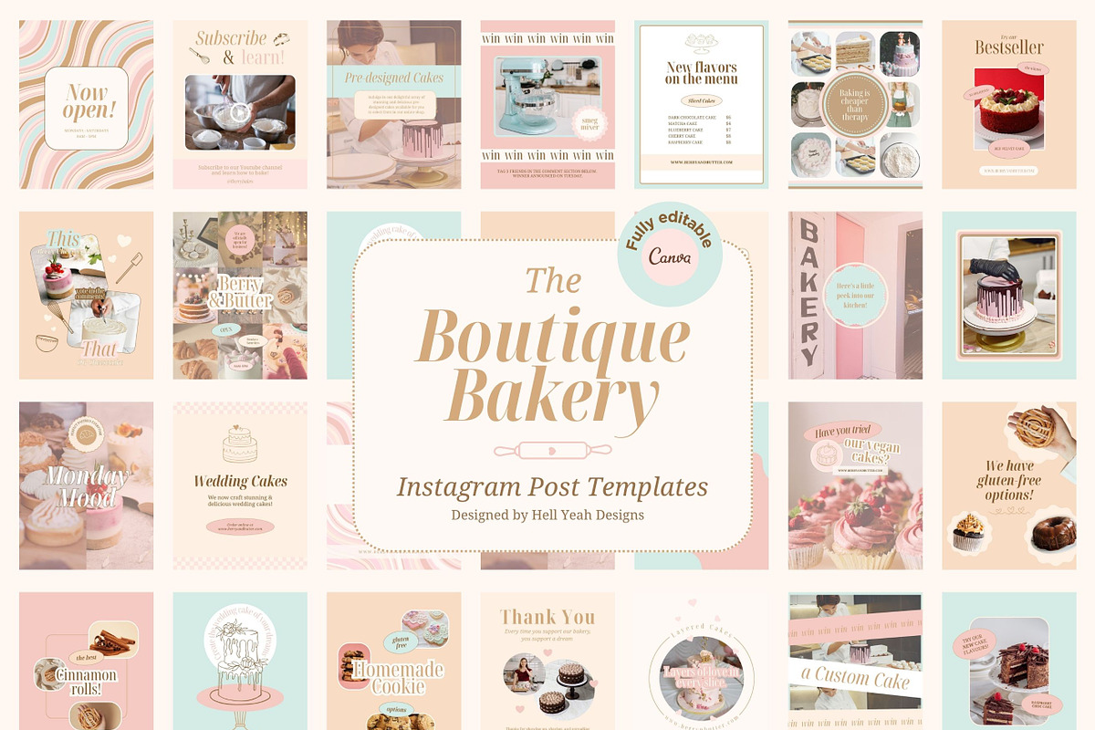 Boutique Bakery Instagram Templates, a Social Media Template by Hell Yeah Designs (Photo 1 of 12)