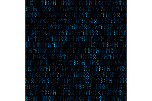 Runic viking blue grunge alphabet