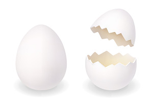 White egg and cracked egg shell, an Object Illustration by GraphiShop