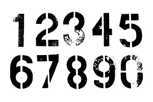 Stencil Grunge Vector Numbers