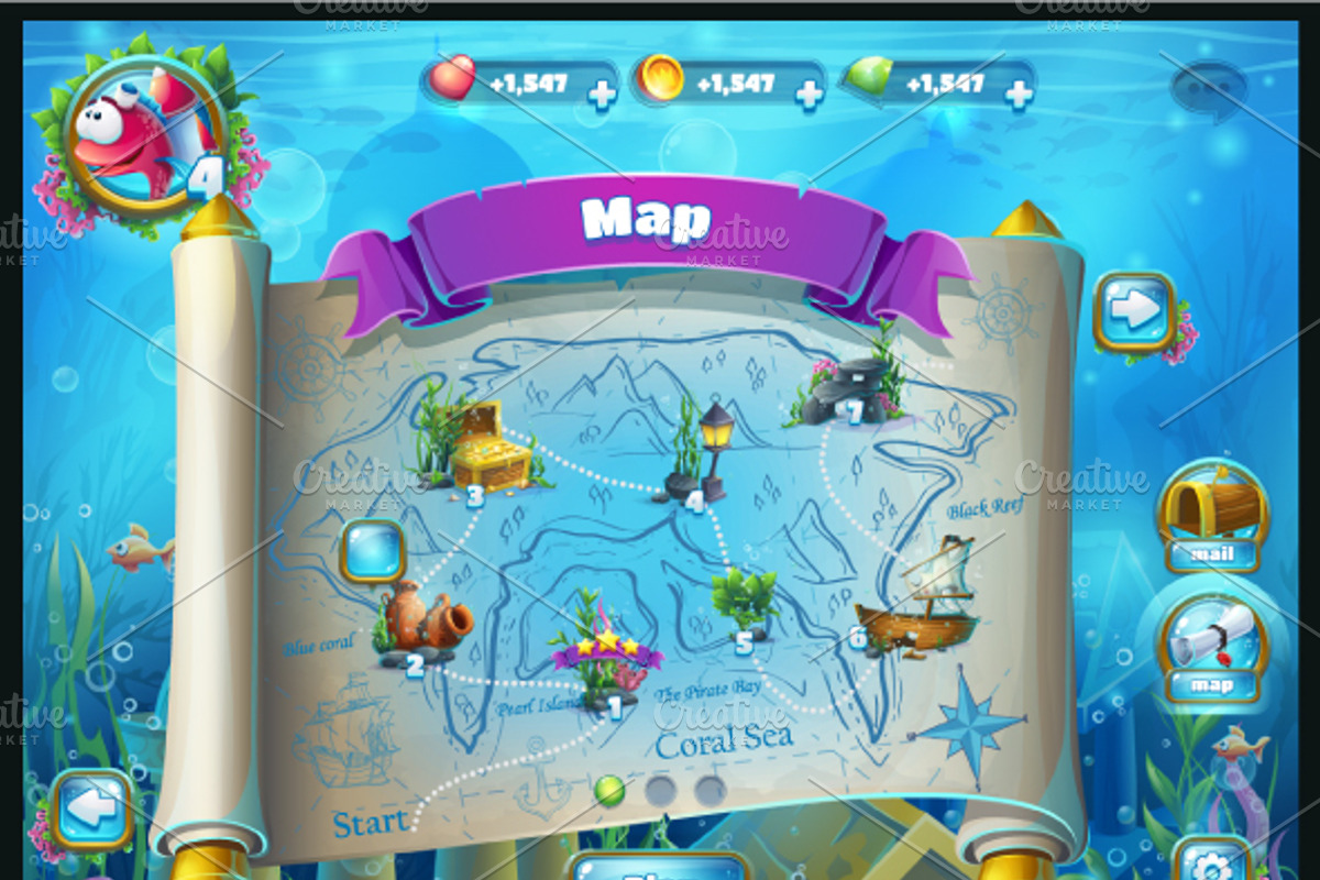 Atlantis ruins GUI pack, an Illustration by Nearbirds (Photo 2 of 4)