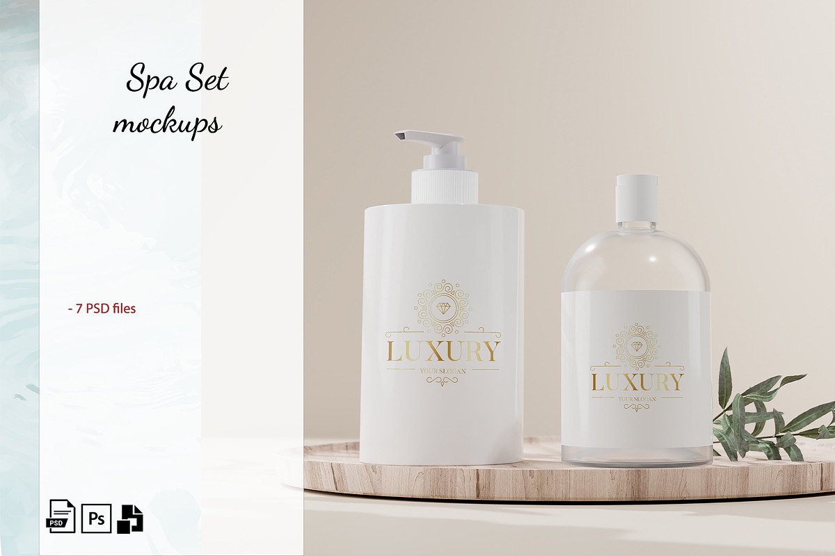 Spa Set Mockup, a Cups & Container Mockup by YuMyart (Photo 1 of 8)