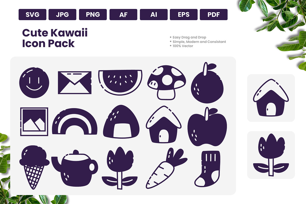 Cute Kawaii Doodle Icon Pack, a Solid Icon by erifqizeicon (Photo 2 of 3)