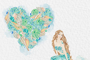 Watercolor Clip Art Mermaid