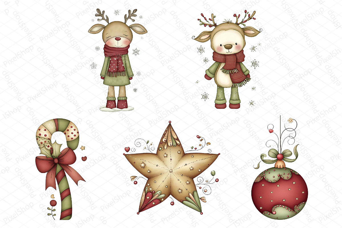 Cute Christmas Clipart Bundle, an Illustration by DreamPrint404 (Photo 3 of 6)