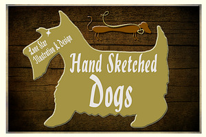 Hand Sketched Vector Dogs & Leashes