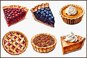 Pie Watercolor Clipart PNG, an Illustration by Sublimation Artist (Thumbnail 3 of 6)