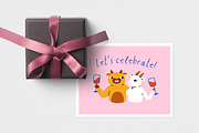 Funny animals drink, party cards set, an Animal Illustration by Good Studio (Thumbnail 12 of 14)