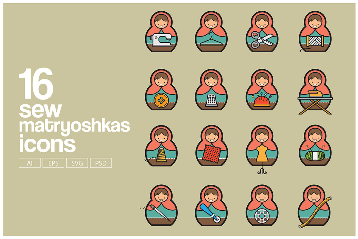 Sew Matryoshkas Icons, an Icon by paulopivato (Photo 1 of 3)