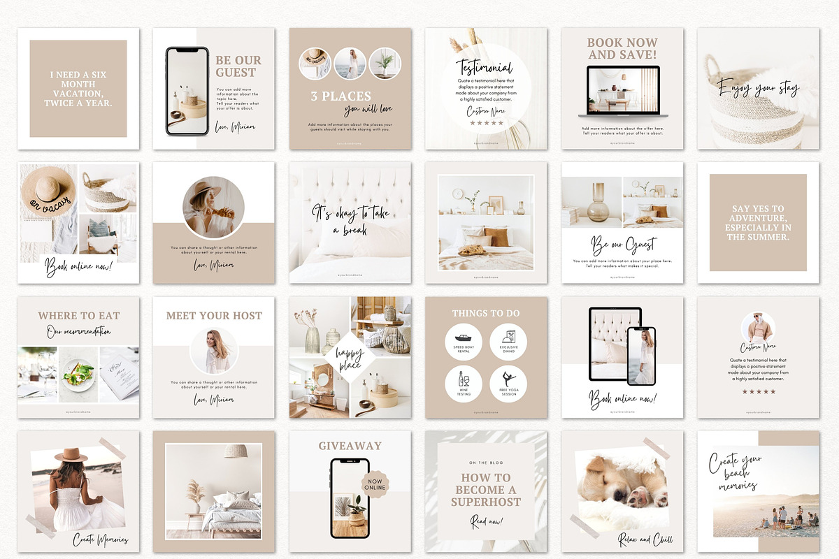 Airbnb Instagram Templates Canva, a Social Media Template by DeeBeeDesign (Photo 9 of 10)