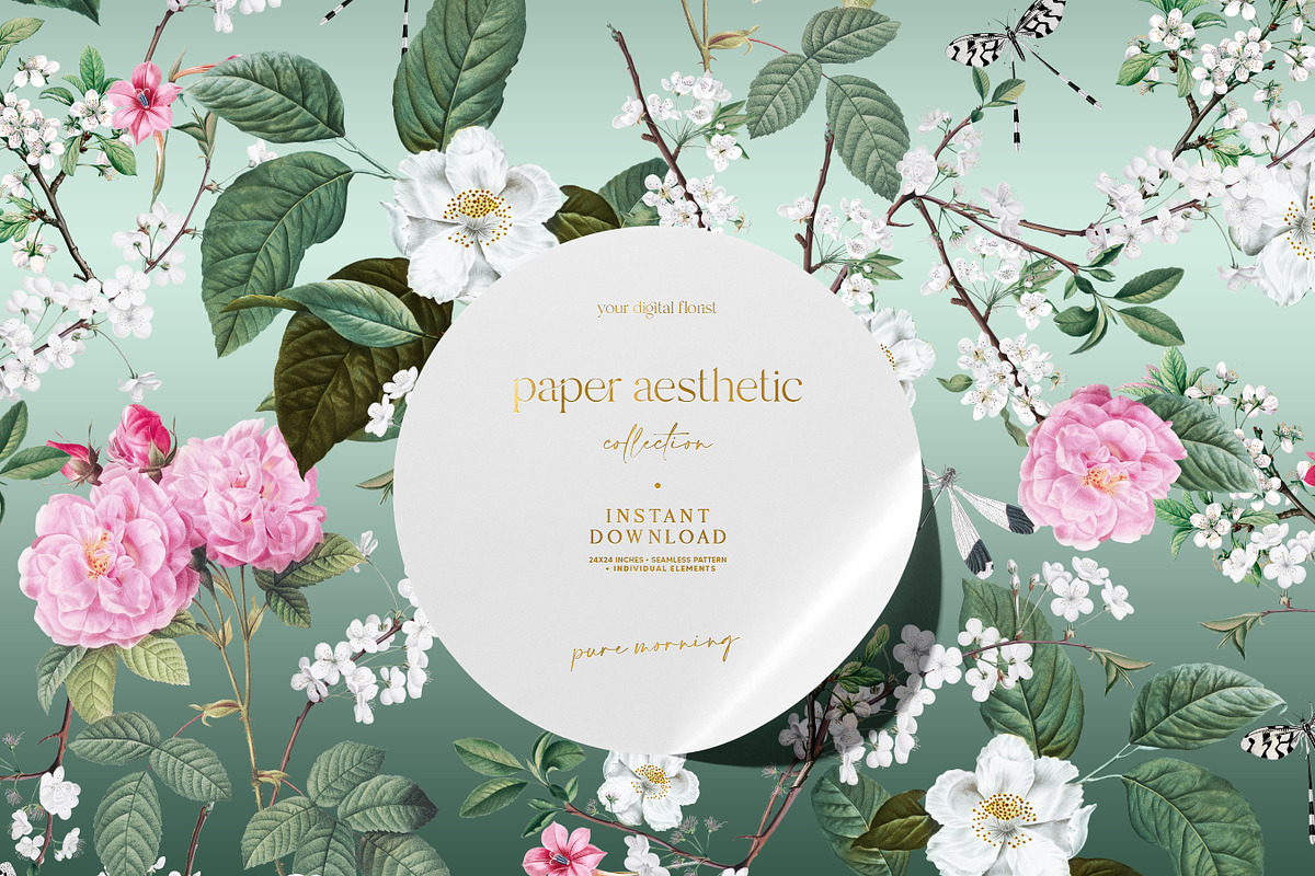 Cherry Blossom Floral Paper Pack, a Pattern Graphic by paper aesthetic (Photo 1 of 7)