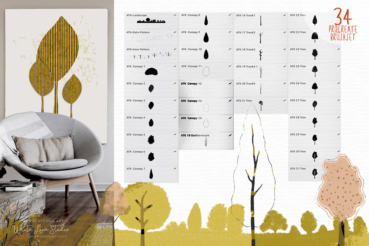 Abstract Tree Maker Kit - Procreate, a Brush Add-On by White Lane Studio (Photo 2 of 8)