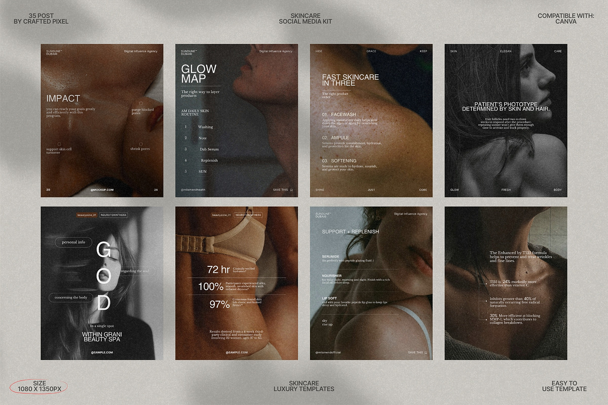 Skincare Instagram Post Layout Kit preview 4