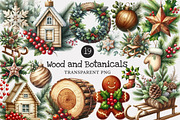 Christmas Wood and Botanicals clipar, an Illustration by Designworld (Thumbnail 1 of 5)