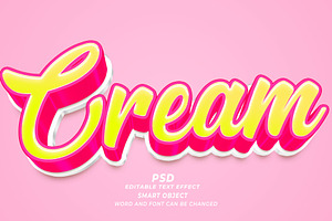 Cream PSD 3d Editable Text Effect