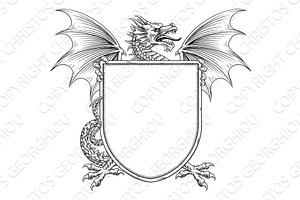 Dragon Heraldic Crest Coat of Arms, an Animal Illustration by Christos Georghiou