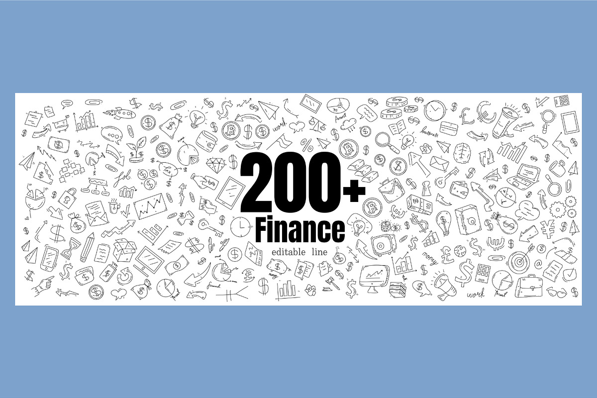 200 + finance doodle bundle set, an Outline Icon by foxndeer (Photo 3 of 4)