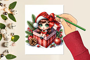 Christmas Gril Sublimation Clipart, a Seasonal Illustration by Craft Nest (Thumbnail 2 of 5)