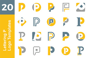 20 Logo Lettering P Template Bundle