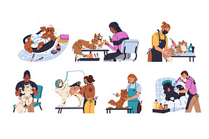 Pet, dog & cat grooming salon set, an Animal Illustration by PaperTrident