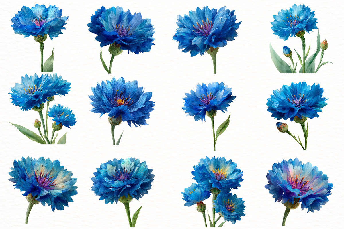 Whimsical cornflower Flower Clipar, an Illustration by Designworld (Photo 3 of 7)