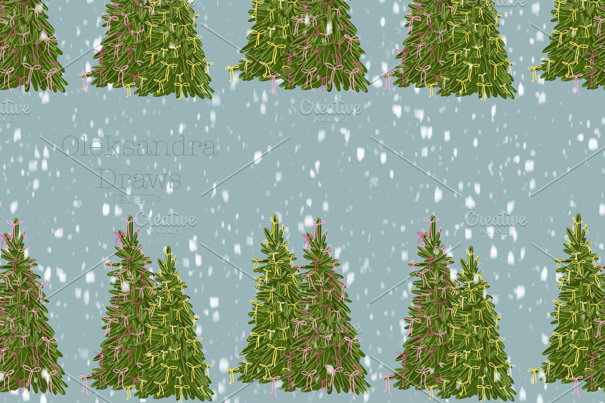 Hand drawn Christmas Houses Patterns, a Decorative Illustration by Oleksandra Illustrates (Photo 5 of 9)