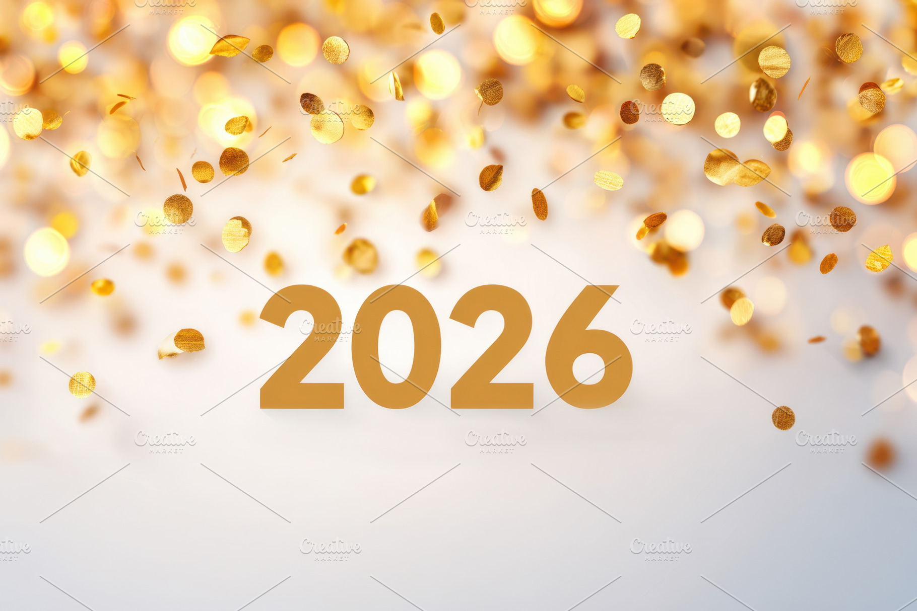 Golden 2026 with golden confetti, a Background Photo by AlyaAnd