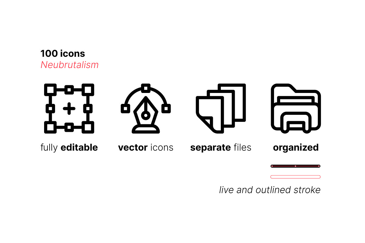 100 Neubrutalism Icons, an Outline Icon by Side Project (Photo 6 of 10)