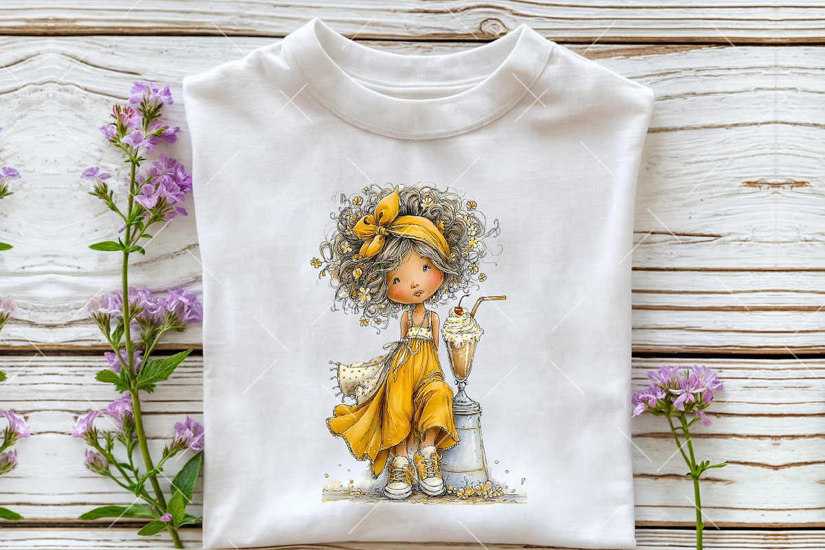 Watercolor Cherry Girl PNG Clipart, a Seasonal Illustration by OK Design (Photo 5 of 6)