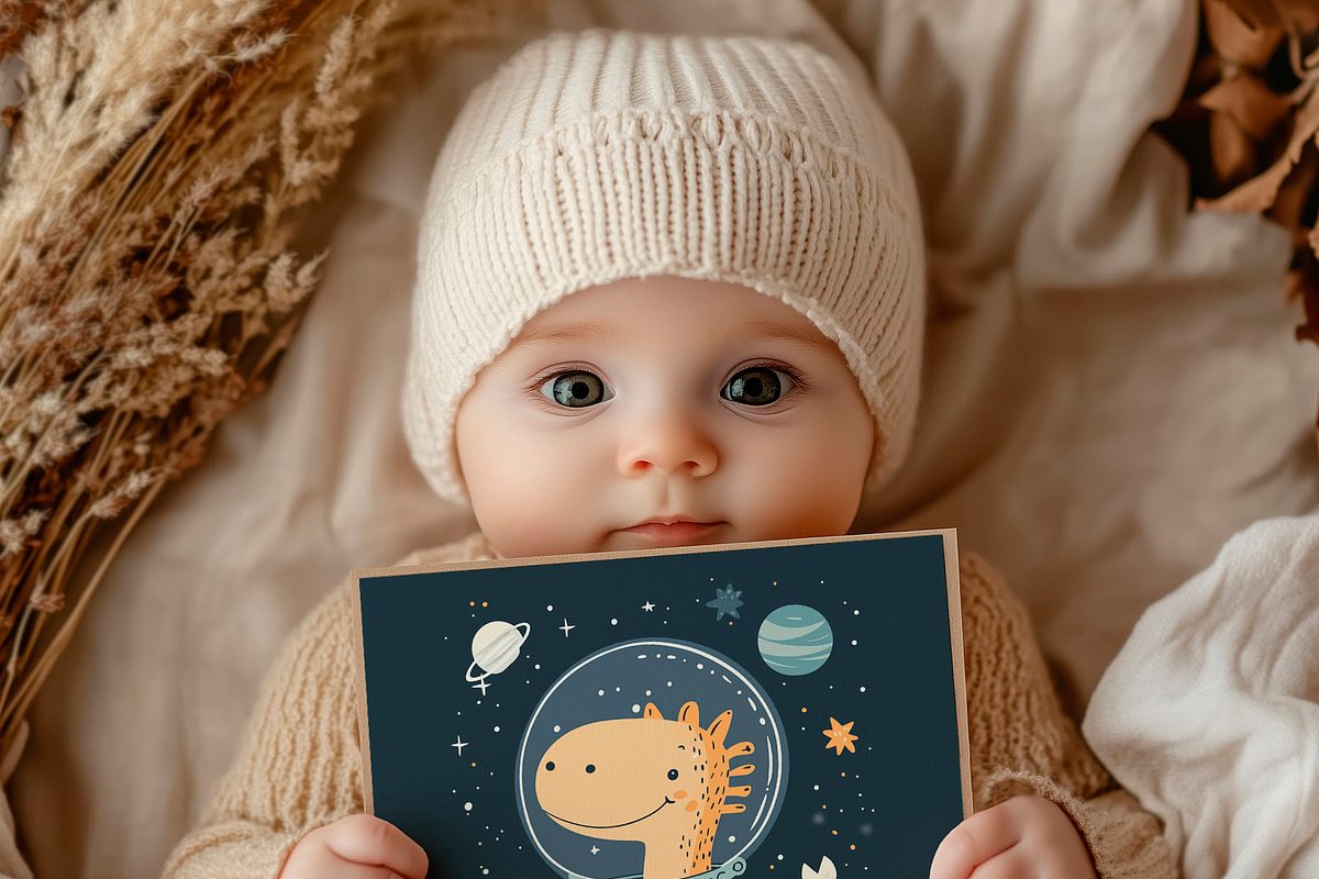 Cute Nursery Card Mockups., a Books & Magazine Mockup by Designwork (Photo 5 of 15)