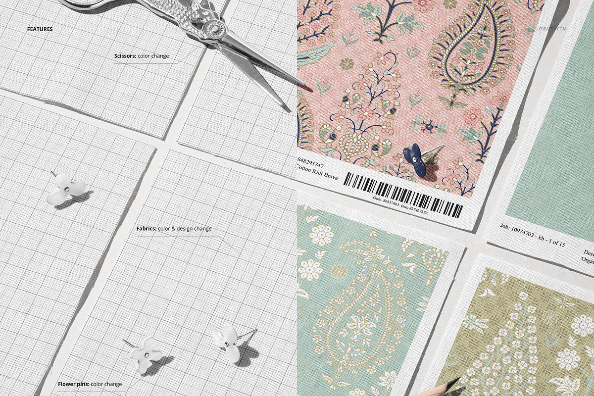 Cotton Fabric Swatches Mockup, a Merchandise Mockup by creatsy5 (Photo 3 of 6)