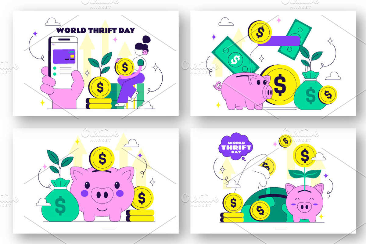 10 World Thrift Day Illustration, a Finance Illustration by denayunebgt (Photo 3 of 4)