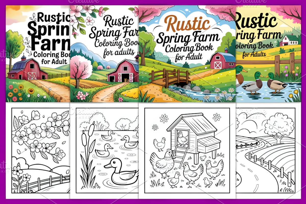 Rustic Spring Farm Coloring Pages, a Decorative Illustration by Coco Bloom (Photo 2 of 4)