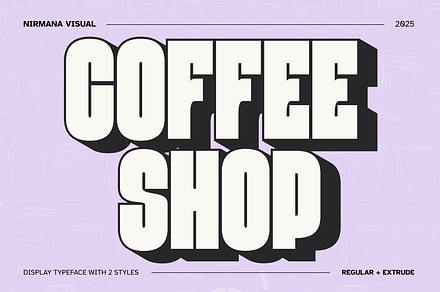 Coffee Shop - Extrude Food Logo Font, a Sans Serif Font by Nirmana Visual