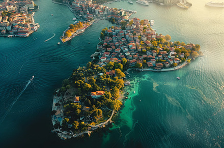 An aerial perspective captures a cha, a Photo by Tanuart