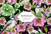 Hellebore Floral Seamless Pattern, a Decorative Illustration by AnitaPol (Thumbnail 8 of 12)