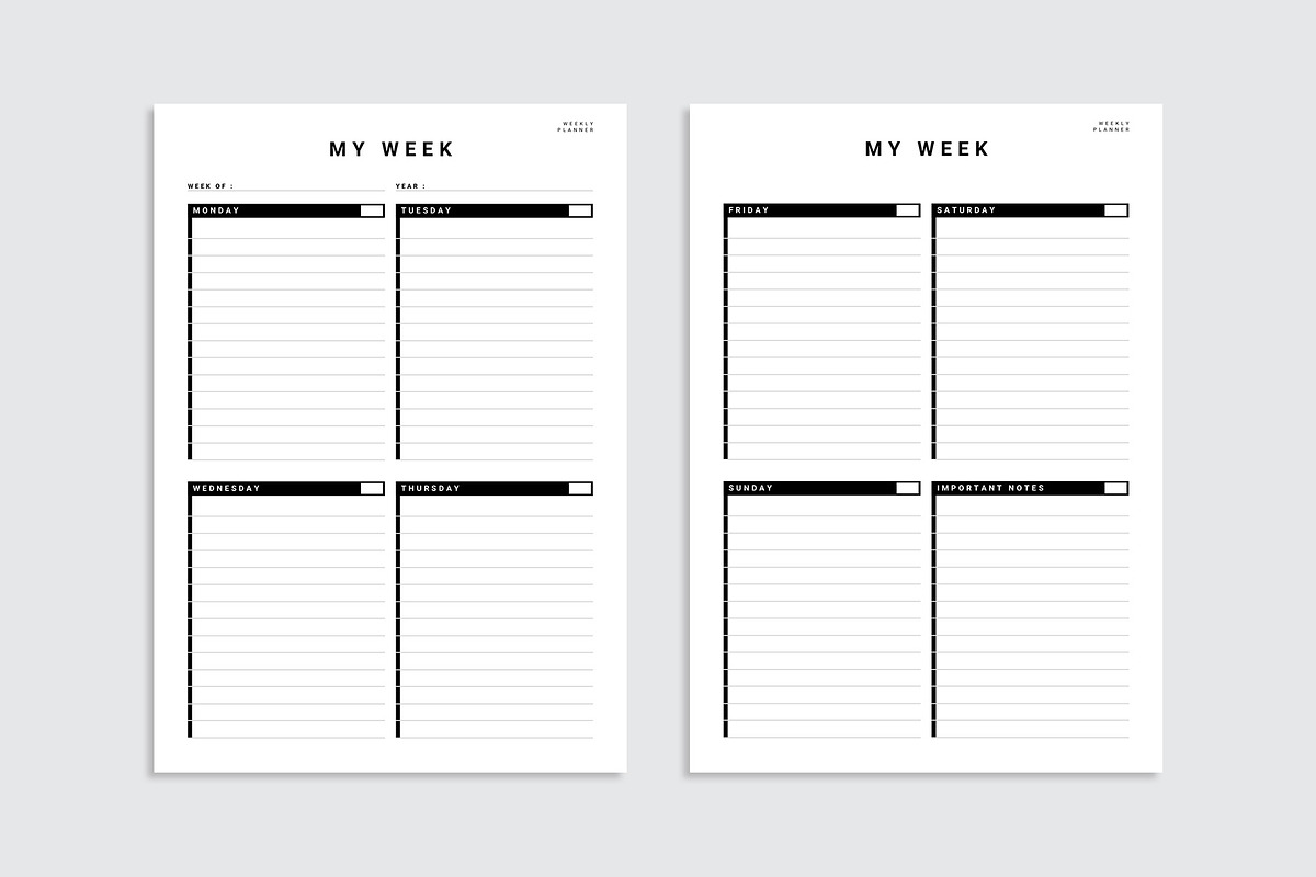Editable Weekly Planner, a Stationery Template by Amit Debnath